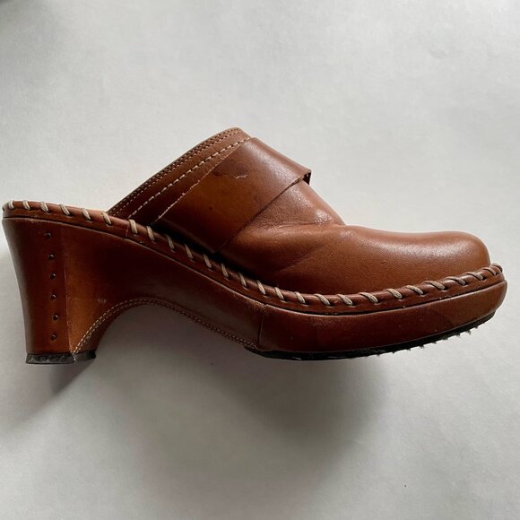 Frye Charlotte Ring 70770 Brown Leather Heeled Mule Clogs Women's Size 7 1/2 M - Picture 5 of 10